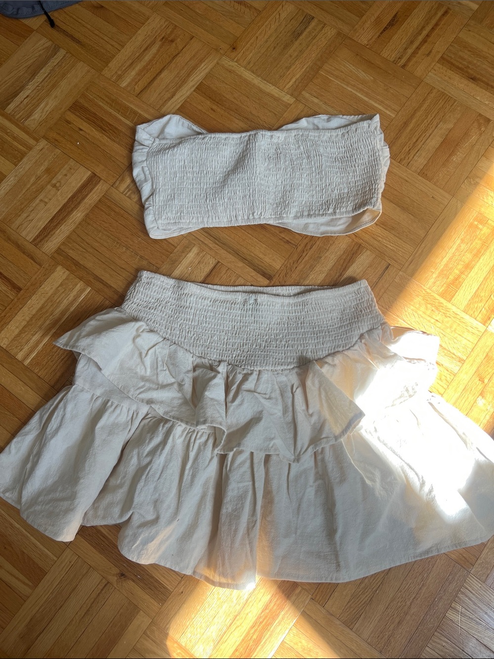 Ivory Two-Piece Smocked Ruffle Skirt Set - Picture 3 of 3